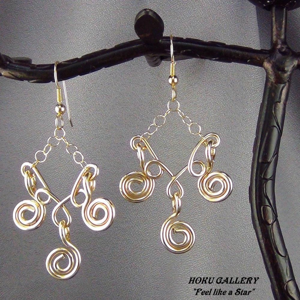 NWOT Earrings!!! 14k Gold Filled Round Wire, Wire wrapped Handmade, 2 3/4"